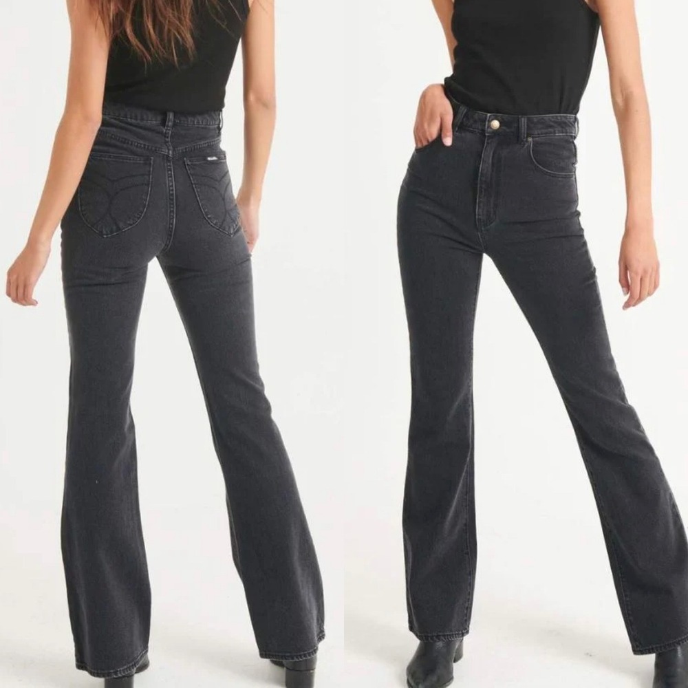 ROLLA'S High Rise Slim Bootcut Dusters Jean in a Washed Black Women's 25/AUS 7